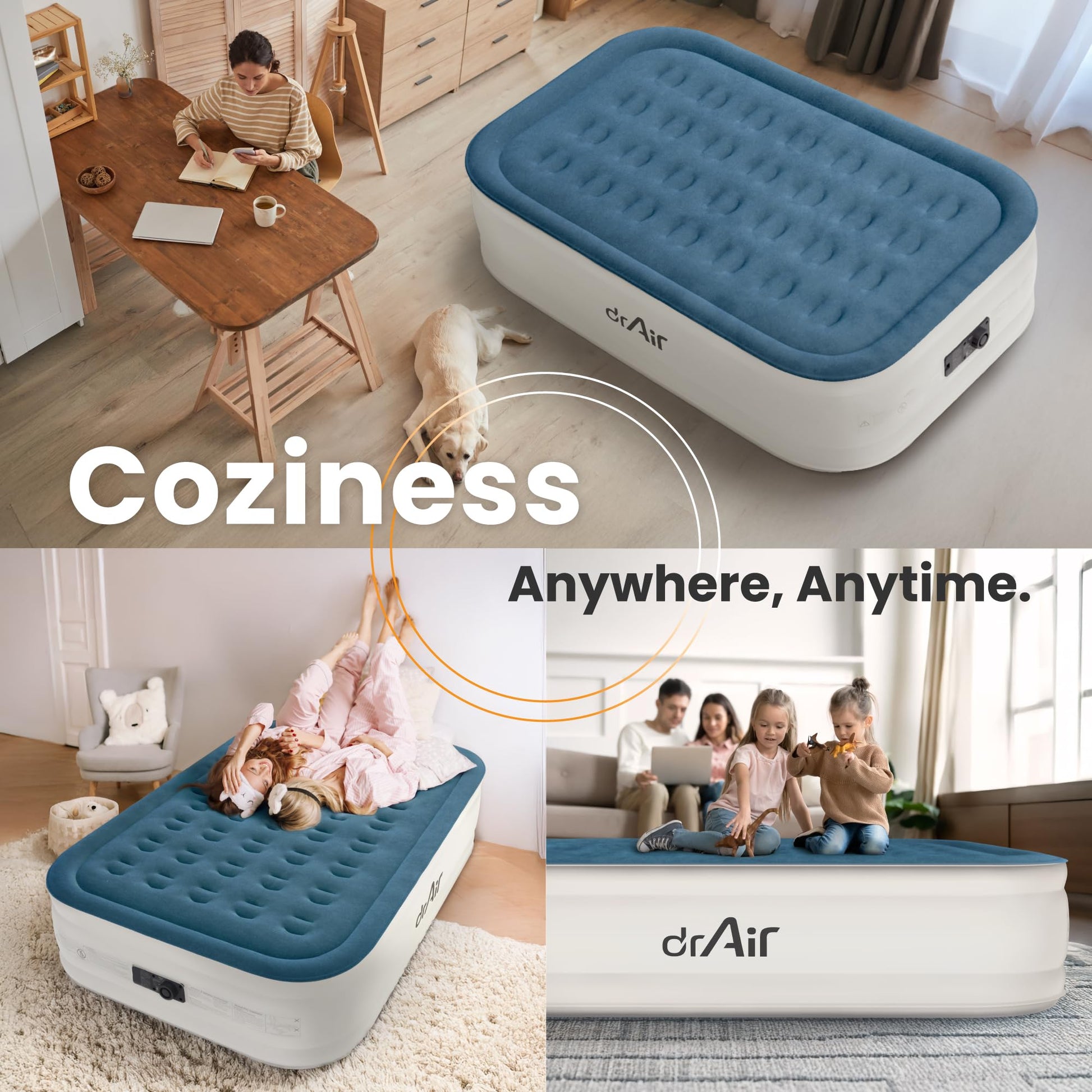 Dr. air Full Air Mattress Blue/White - detail