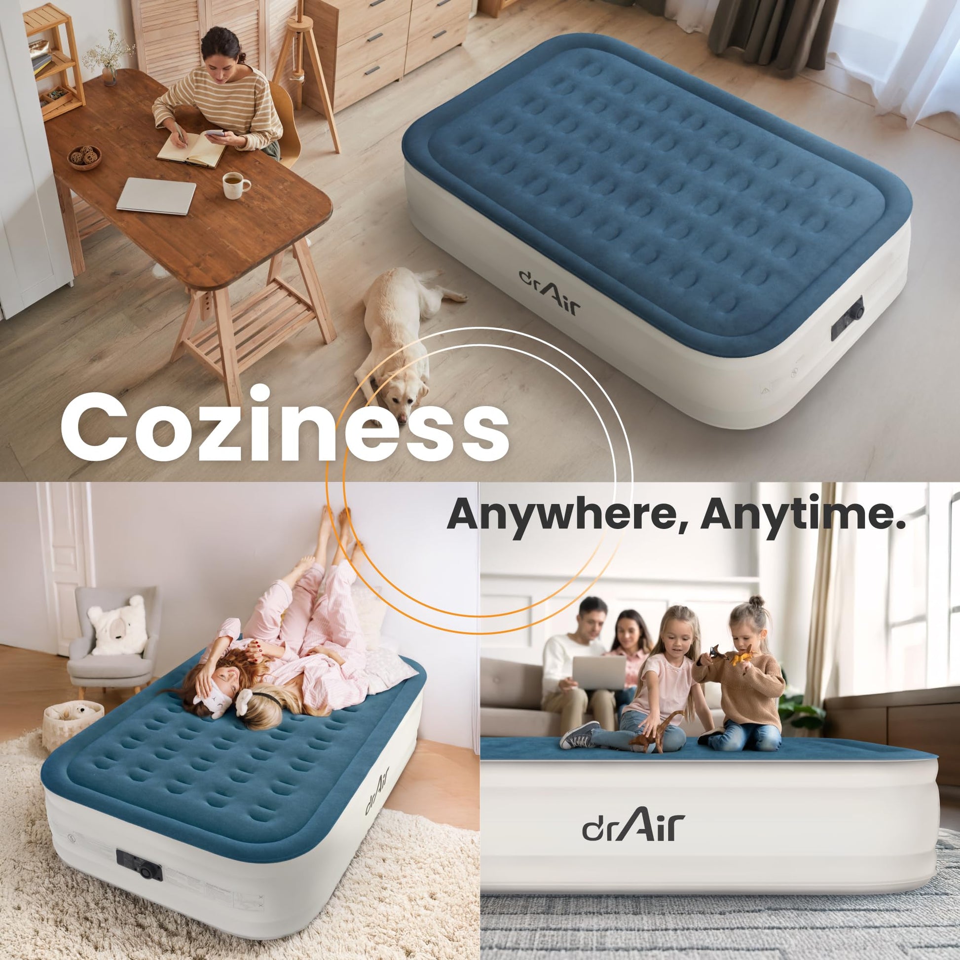 Dr. air Queen Air Mattress Blue/White - detail