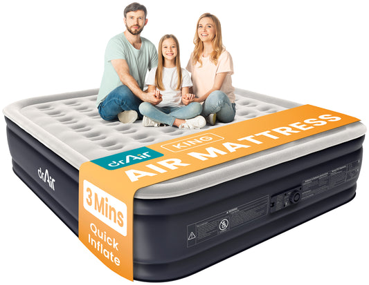AeroCell Air Mattress - King 18" Cup - Gray Top Black Base - Built-in Pump