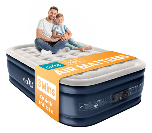 AeroCell Air Mattress - Full 18" Cup - Gray Top Blue Base - Built-in Pump