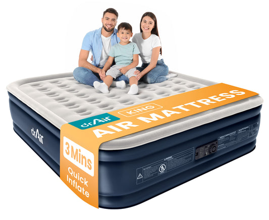 AeroCell Air Mattress - King 18" Cup - Gray Top Blue Base - Built-in Pump