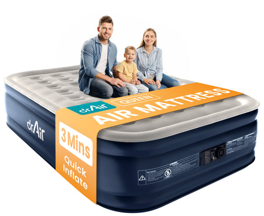 AeroCell Air Mattress - Queen 18" Cup - Gray Top Blue Base - Built-in Pump