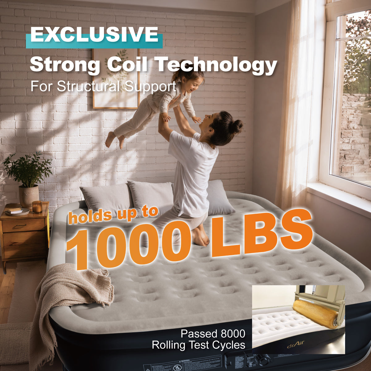 AeroCell Air Mattress - King 18" Cup - Gray Top Blue Base - Built-in Pump