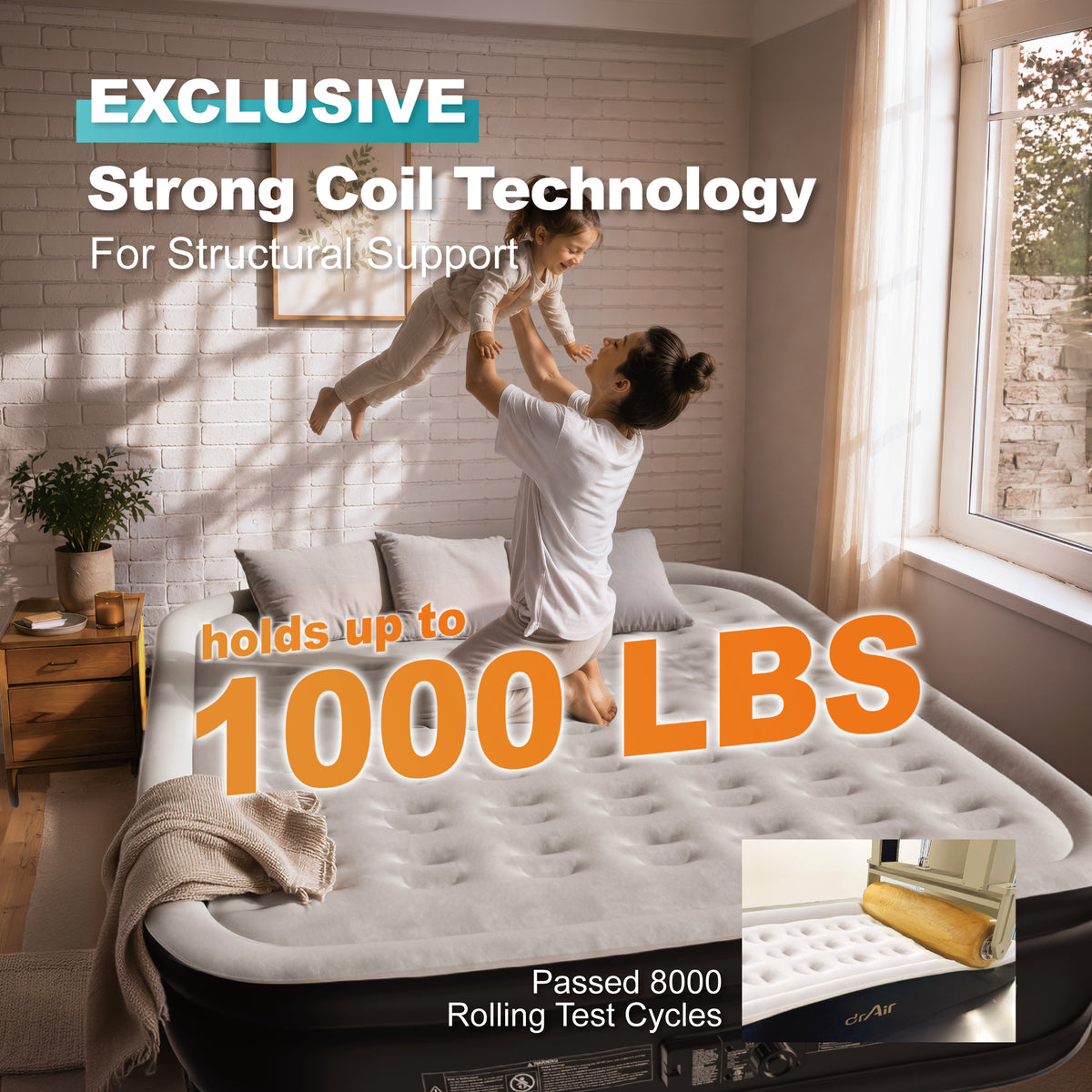 AeroCell Air Mattress - King 18" Cup - Gray Top Black Base - Built-in Pump