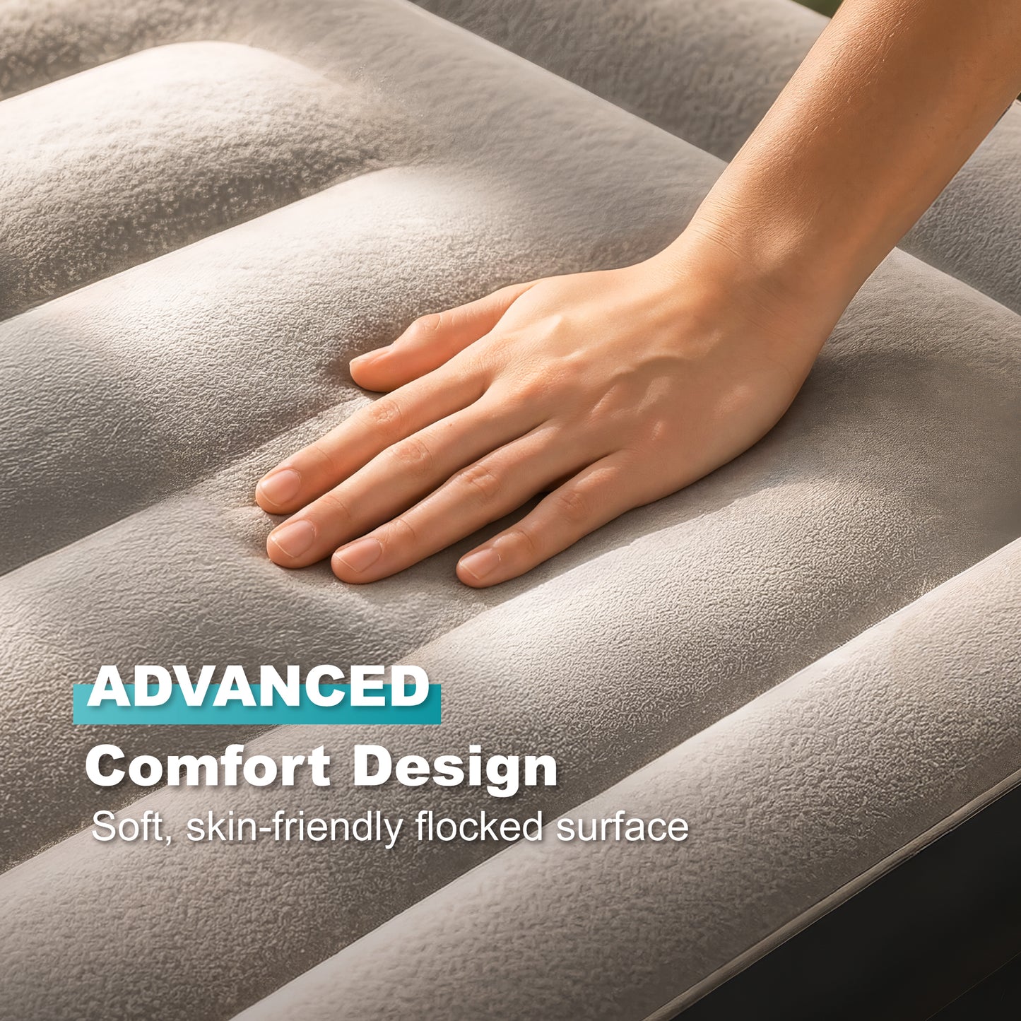 Dr. air Twin Air Mattress with Built-in Pump, 18" Raised Blow Up Mattress, 500 lbs Max Honeycomb Air Bed — Blue Top / White Base / Vertical