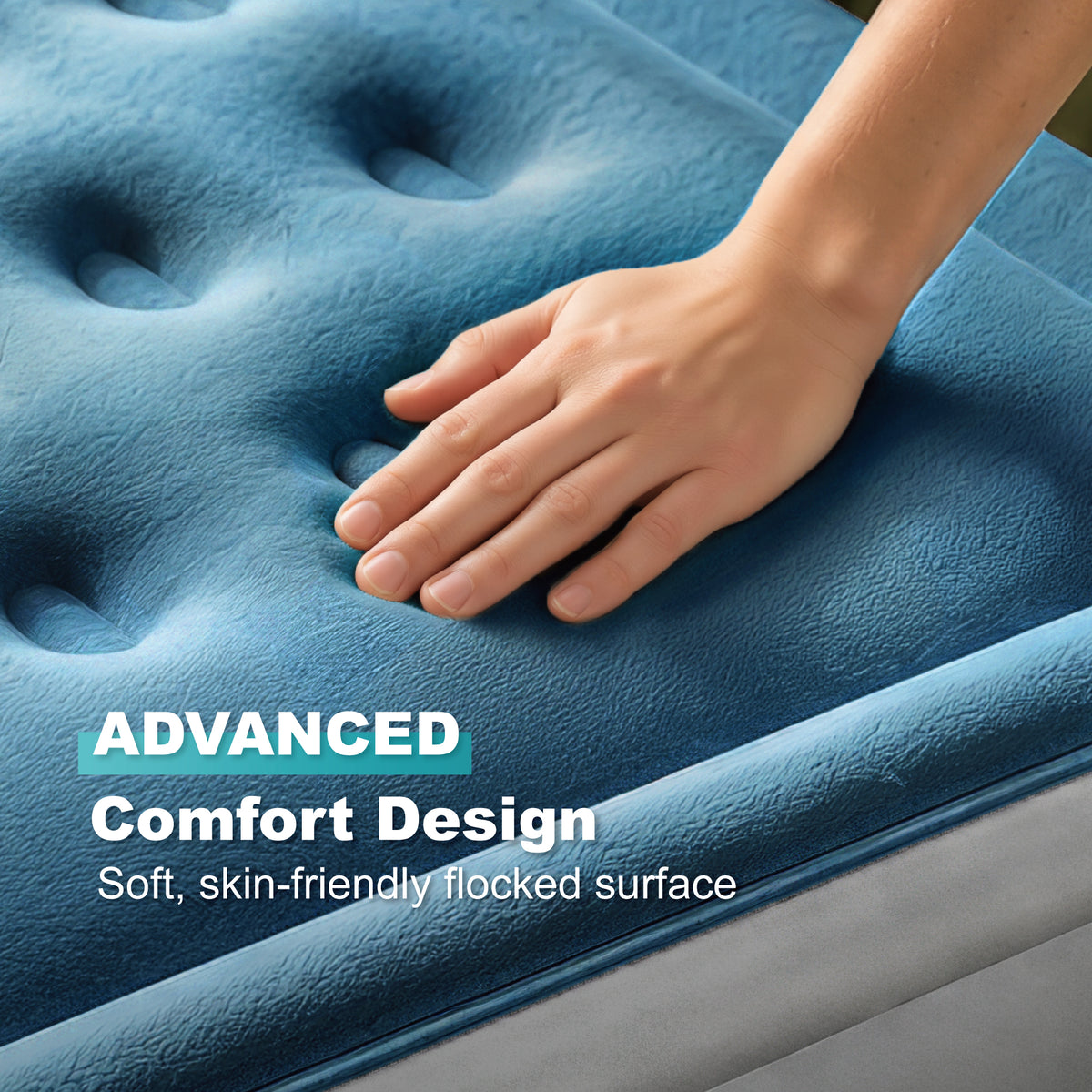 AeroCell Air Mattress - King 18" Cup - Blue Top White Base - Built-in Pump